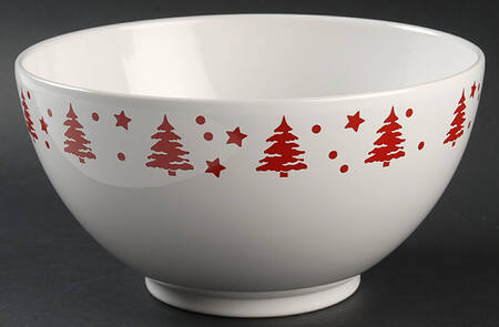 Tannenbaum White (Red Tree) 9" Round Vegetable Bowl