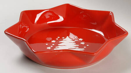 Tannenbaum Red (White Tree) Star Shaped Dish