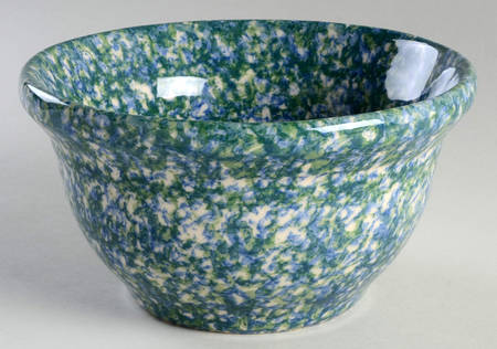 Blue Green Spongeware 8" Mixing Bowl