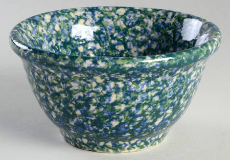 Blue Green Spongeware 6" Mixing Bowl