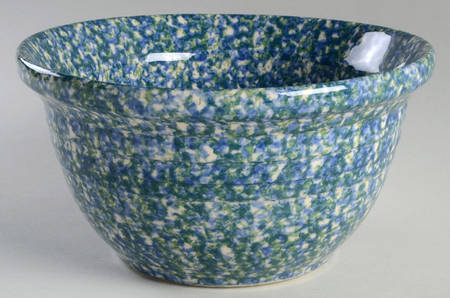 Blue Green Spongeware 10" Mixing Bowl