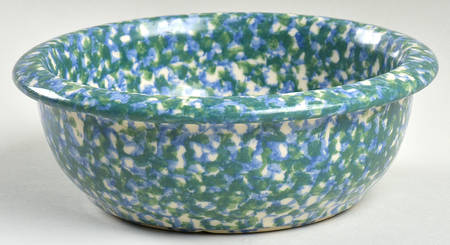 Blue Green Spongeware Soup/Cereal Bowl