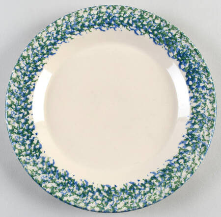 Blue Green Spongeware Dinner Plate