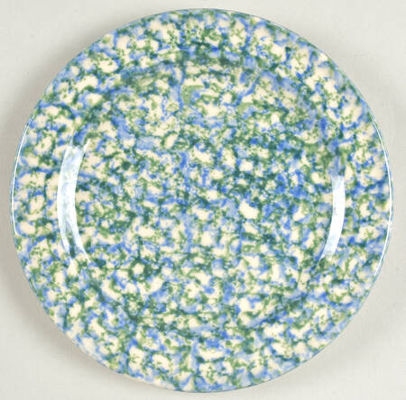 Blue Green Spongeware Salad Plate