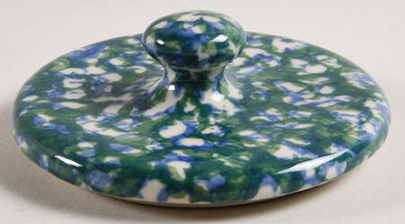 Blue Green Spongeware Lid for Small Canister