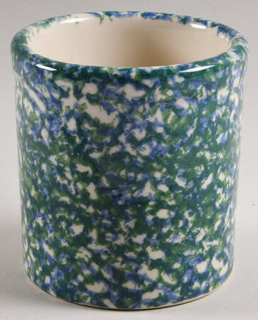 Blue Green Spongeware Small Canister No Lid