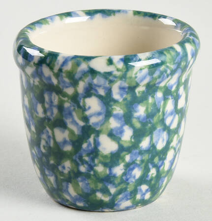 Blue Green Spongeware Votive Candleholder