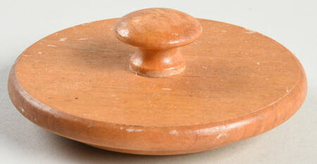 Blue Green Spongeware Wood Lid for Small Canister