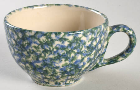 Blue Green Spongeware Flat Cup