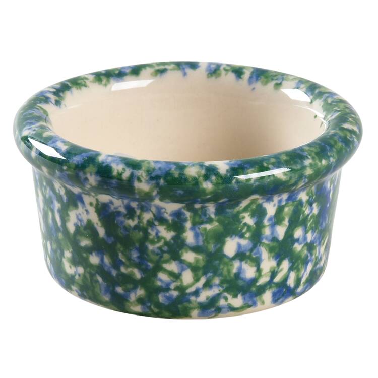 Blue Green Spongeware Ramekin