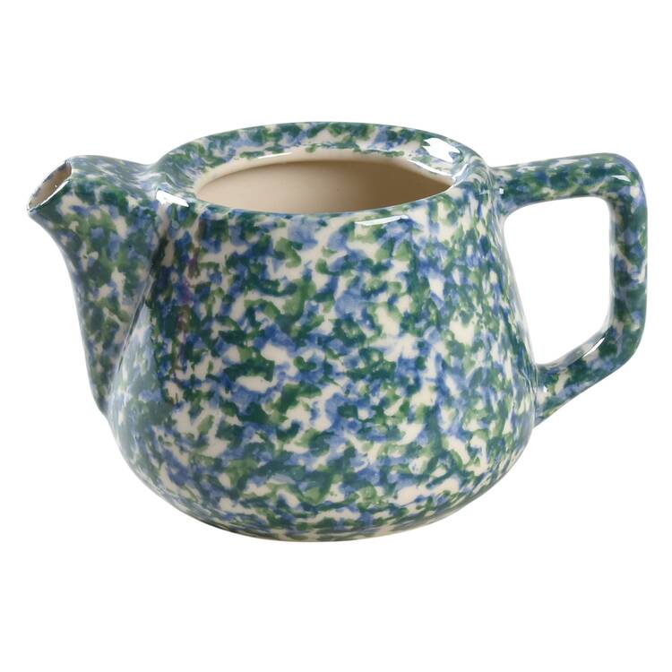 Blue Green Spongeware Child's Teapot No Lid