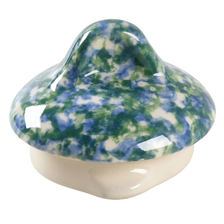Blue Green Spongeware Lid for Child's Teapot