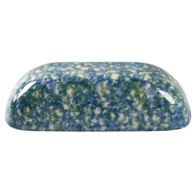 Blue Green Spongeware Lid for 1/4 Lb Butter