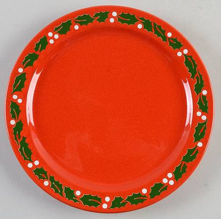 Holly on Red Salad Plate