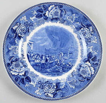 Boston Scenes Blue (No Trim) Dinner Plate