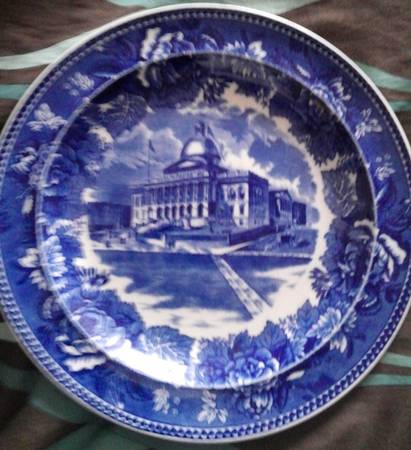 Boston Scenes Blue (No Trim) Dinner Plate