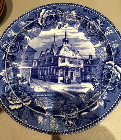 Boston Scenes Blue (No Trim) Dinner Plate