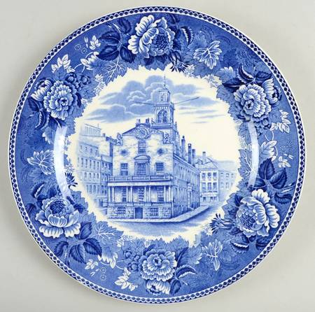 Boston Scenes Blue (No Trim) Dinner Plate