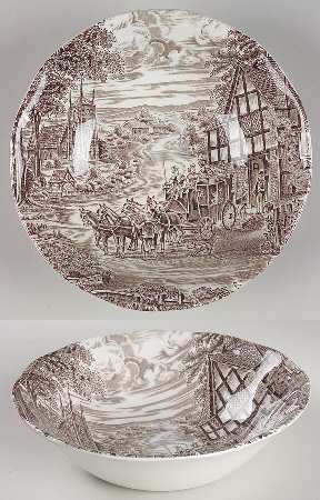 Dickens Coaching Days Brown Coupe Cereal Bowl