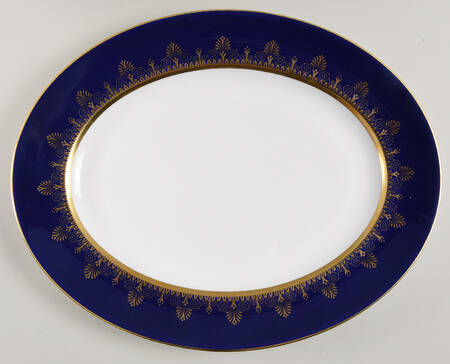 Anthemion Blue 13" Oval Serving Platter