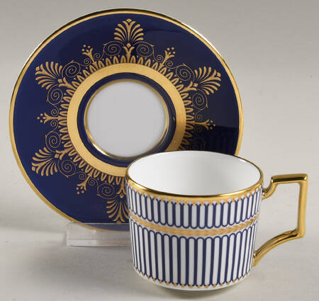 Anthemion Blue Flat Demitasse Cup & Saucer Set