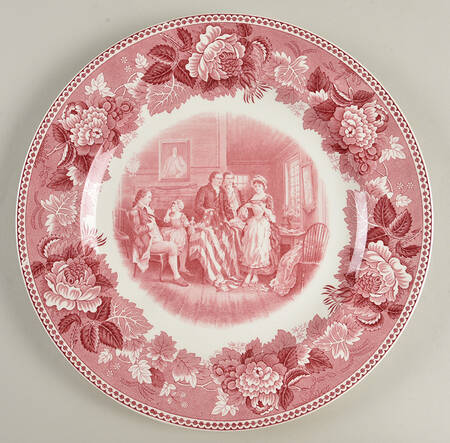 Washington Bicentennial Plates Pink Dinner Plate