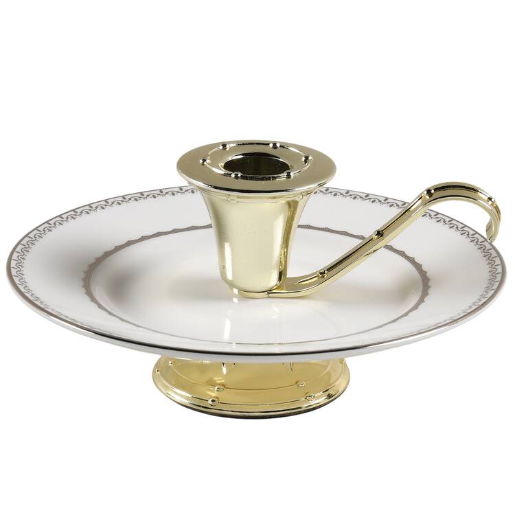 French Knot (Platinum Trim) 3"- 3 1/4" Candleholder (BB) HC