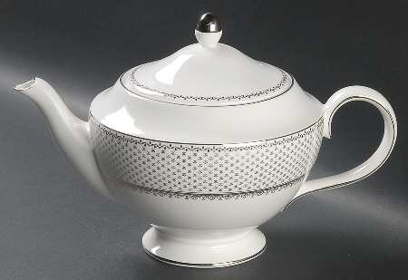 French Knot (Platinum Trim) Tea/Coffee Pot & Lid