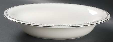 French Knot (Platinum Trim) 9" Oval Vegetable Bowl