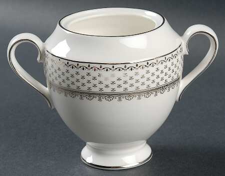 French Knot (Platinum Trim) Sugar Bowl No Lid
