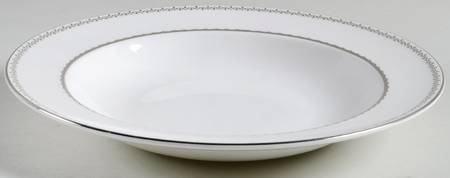 French Knot (Platinum Trim) Large Rim Soup Bowl