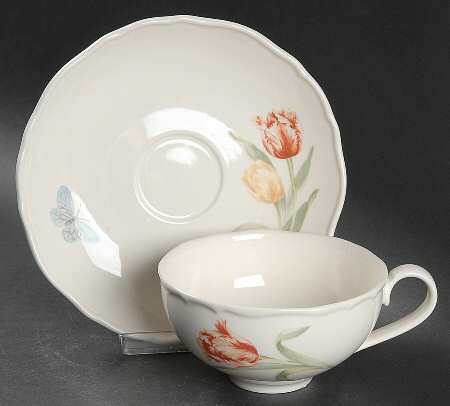 Martha's Garden Flat Cup & Saucer Set