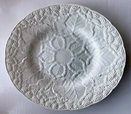 Cauliflower Ware White Cake Plate