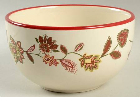 Global Floral Red Soup/Cereal Bowl