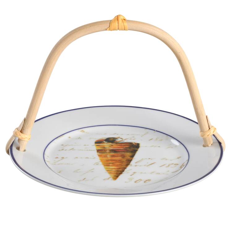 La Mer Shells 5 3/8"-5 5/8" Bamboo Handled Serving Plate  HC