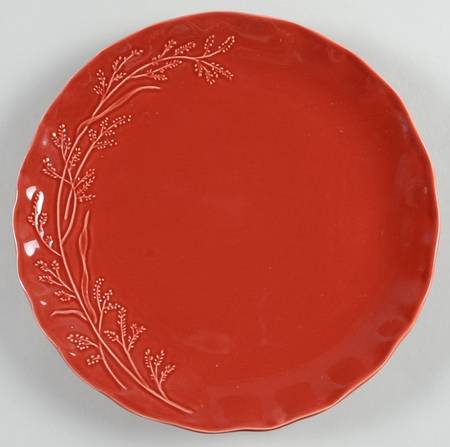 Red Floral Salad Plate