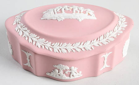 Cream Color on Pink Spiral Flute Silver/Candy Box with Lid