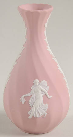 Cream Color on Pink Spiral Flute 5" Bud Vase