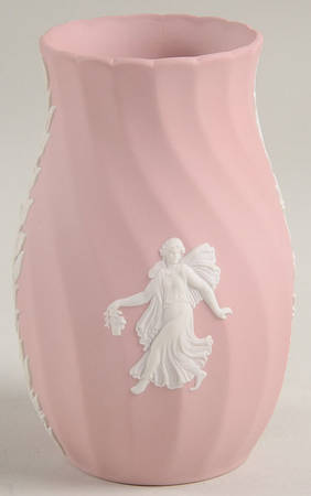 Cream Color on Pink Spiral Flute 4" Vase