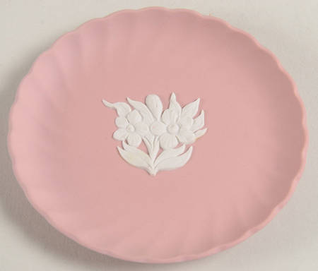 Cream Color on Pink Spiral Flute 4" Trinket Tray