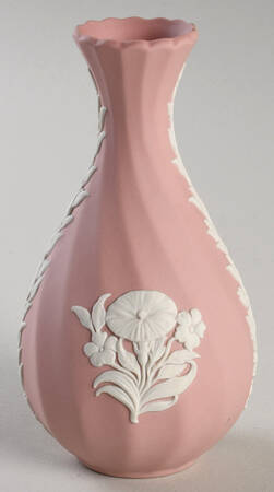 Cream Color on Pink Spiral Flute 5" Bud Vase