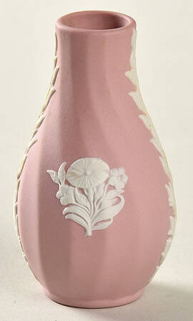 Cream Color on Pink Spiral Flute 2" Mini Bud Vase