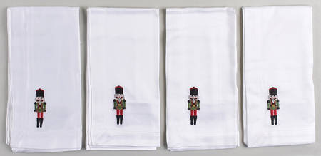 Nutcracker Embroidered Cloth Napkin - Set of 4