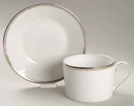 Silver Aster Flat Cup & Saucer Set