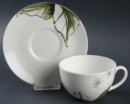 Floral Leaf Flat Cup & Saucer Set
