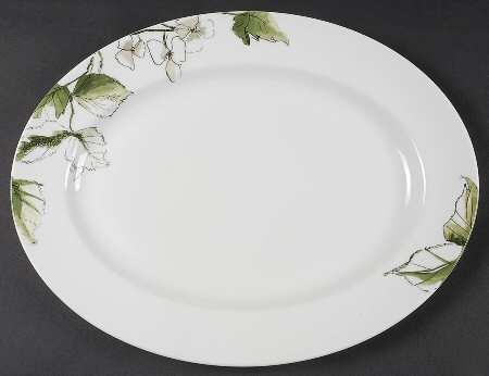 Floral Leaf 15" Oval Serving Platter