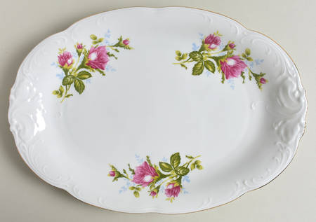 Pompadour Rose 13" Oval Serving Platter