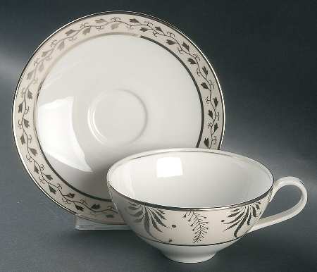 Meadow Silver Flat Cup & Saucer Set