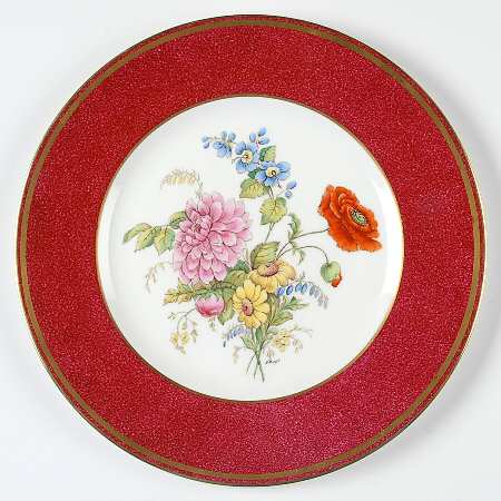 Posy Sprays Powder Ruby (Ruby Rim, Floral Ctr) by Wedgwood