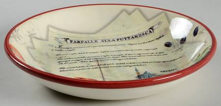 Italian Recipe 9" Individual Pasta Bowl